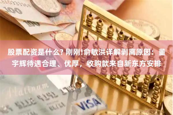 股票配资是什么? 刚刚!俞敏洪详解剥离原因：董宇辉待遇合理、优厚，收购款来自新东方安排